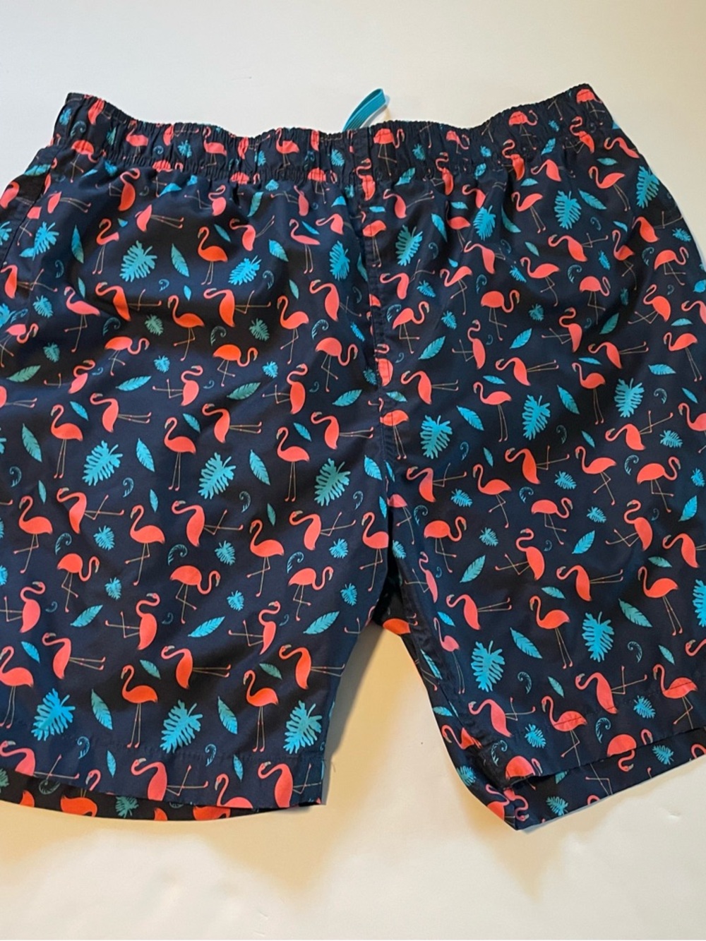 Men's Navy Flamingo Print Swim Trunks